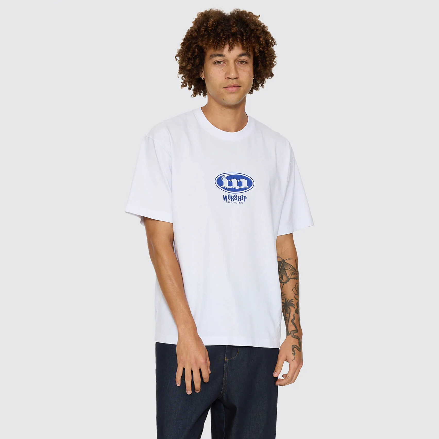 WORSHIP Morality Box Crop Panel Raglan Tee - White