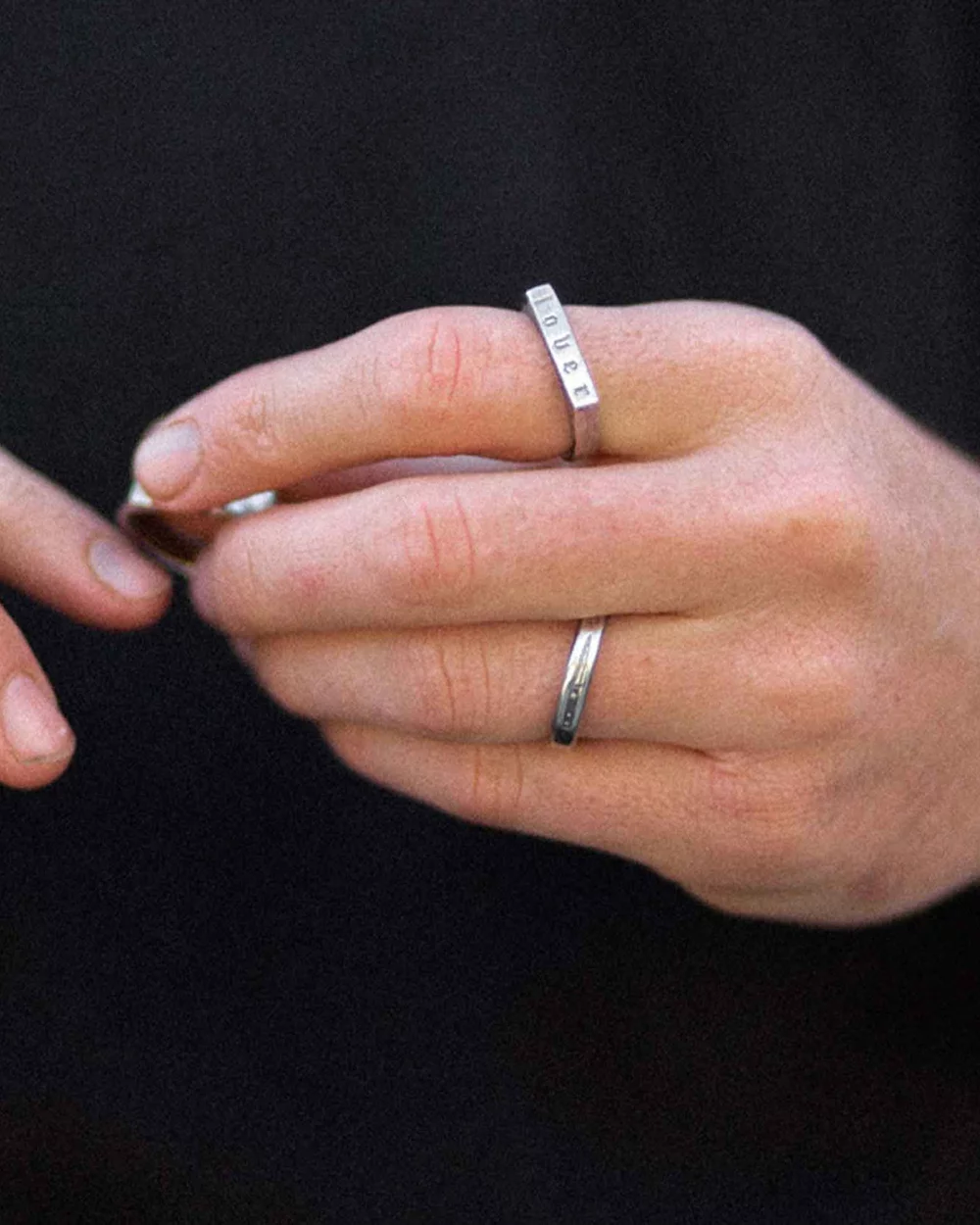 SUE THE BOY Lover Stacker Ring Size O - 925 Silver