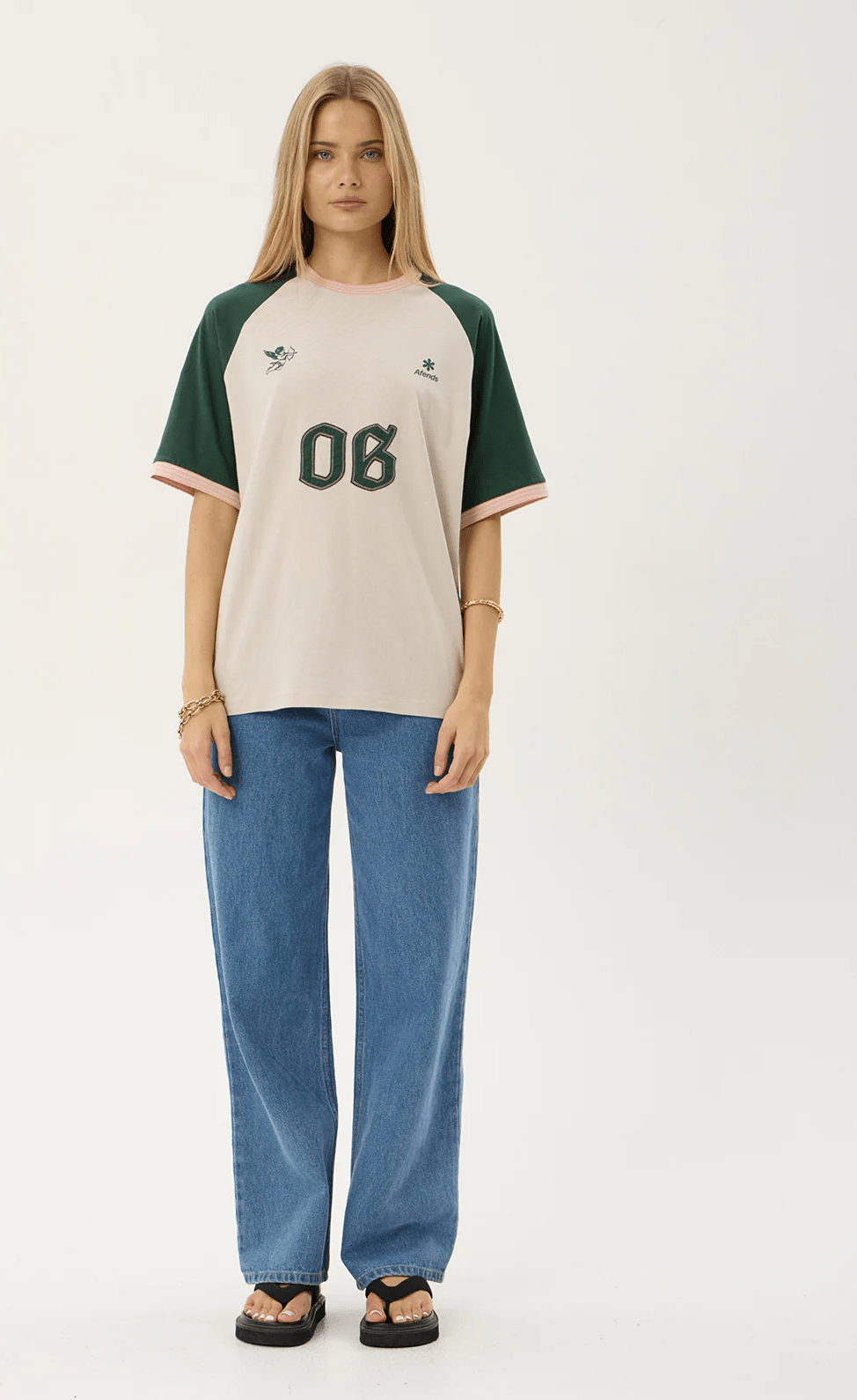AFENDS Give em hell oversized tee - Moonbeam