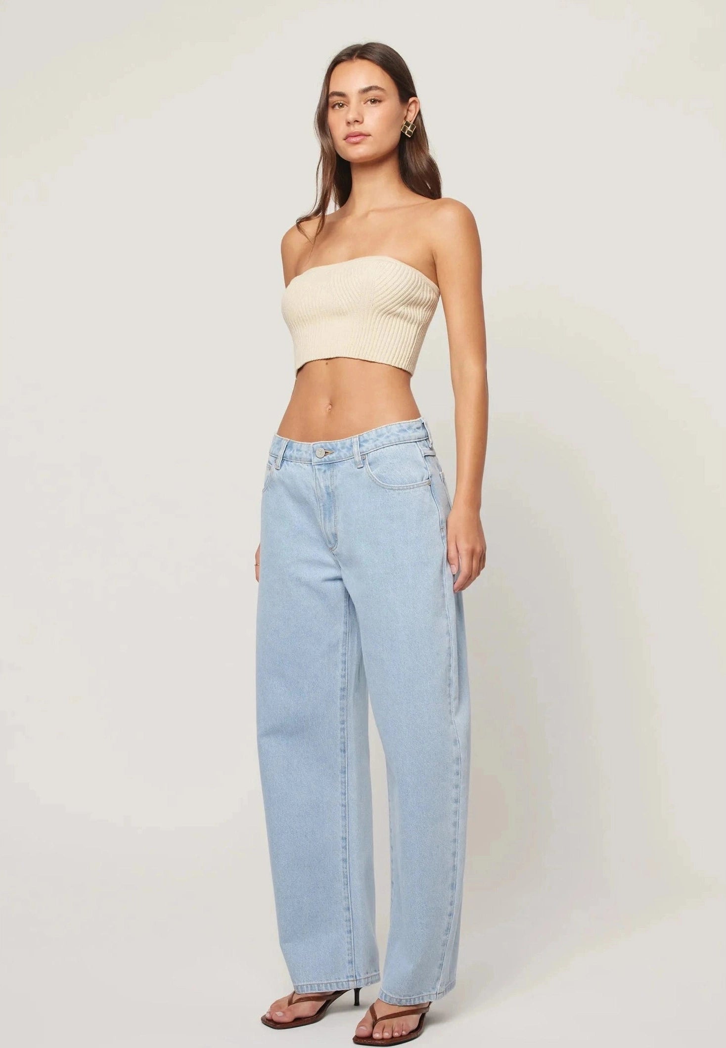 ABRAND 95 Mid barrel jean kendall - Light vintage blue