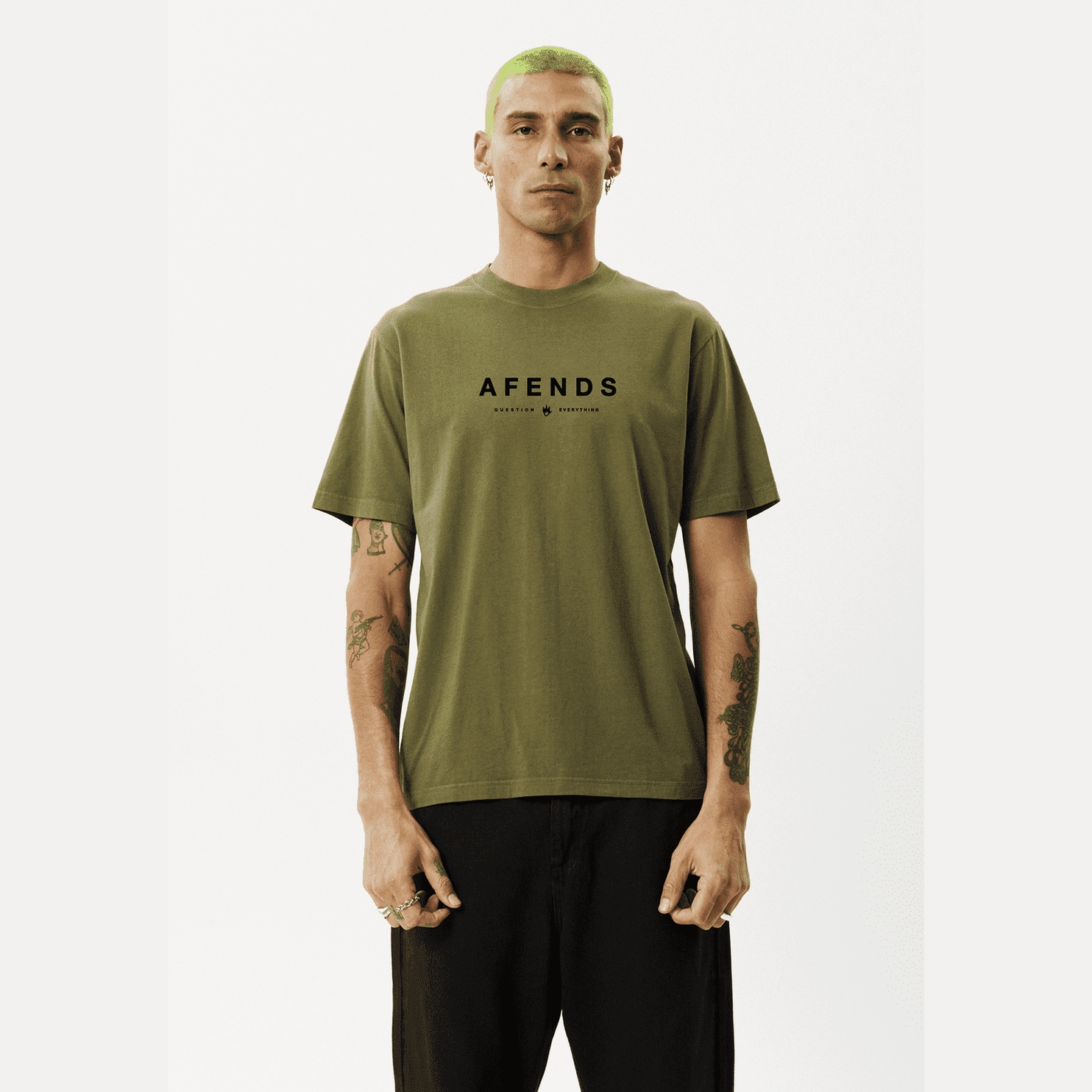 AFENDS Mens Flatline - Retro Tee - Charcoal