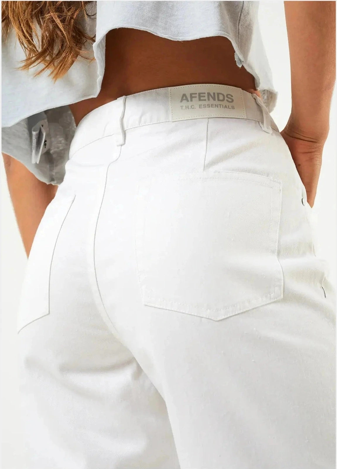 Afends Shelby - Hemp Twill Wide Leg Pants - White