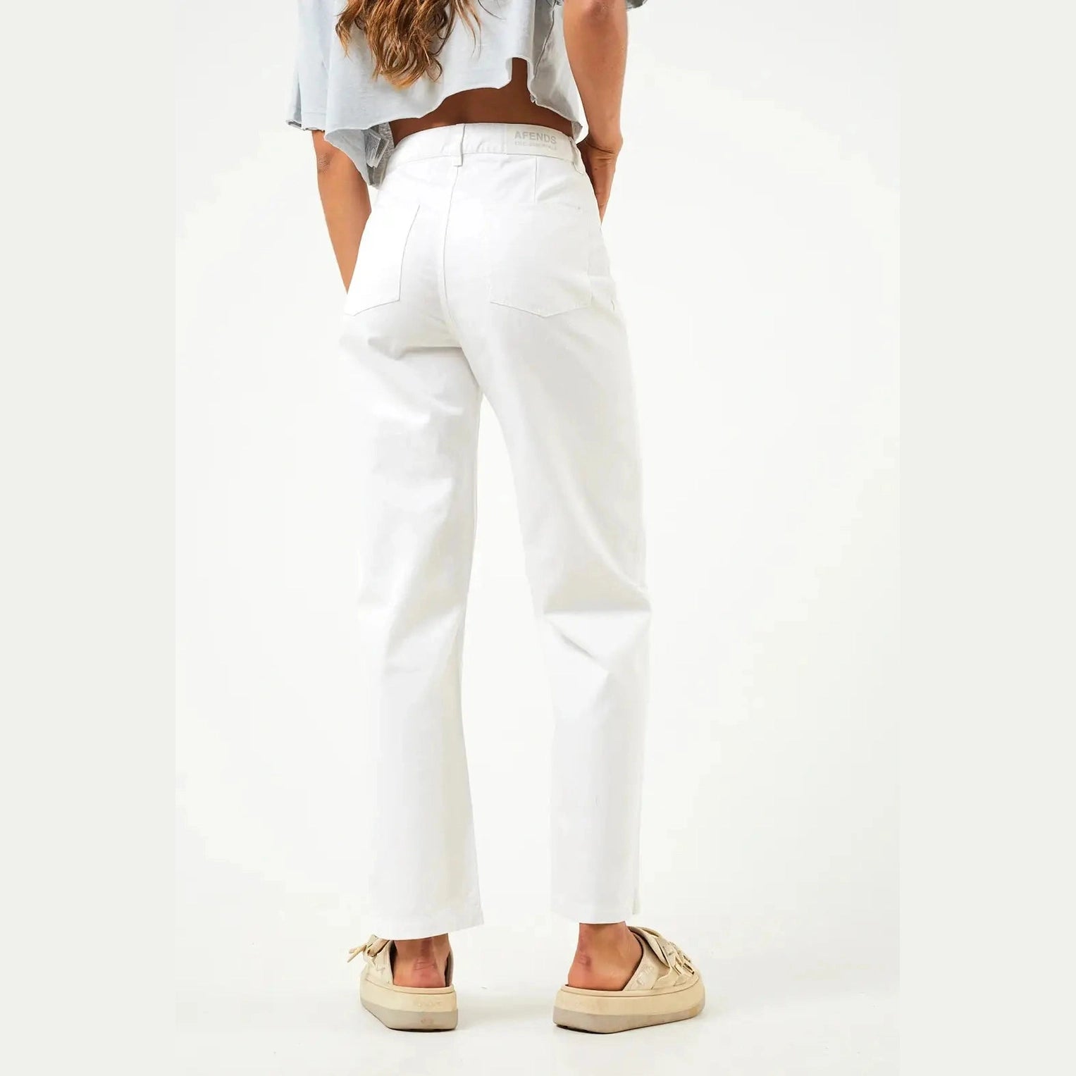 Afends Shelby - Hemp Twill Wide Leg Pants - White
