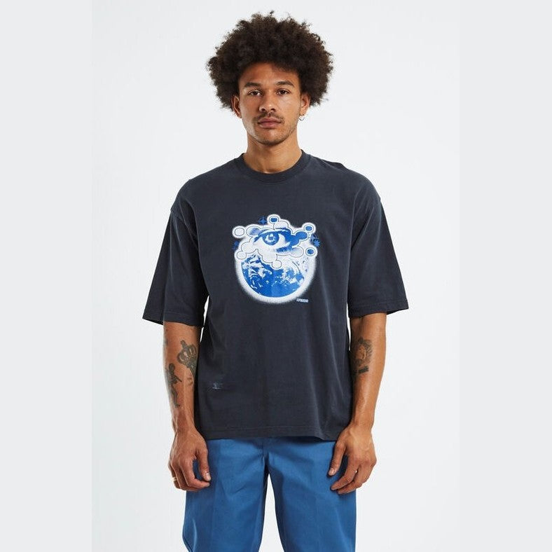 Afends Spiral - Recycled Oversized Graphic T-Shirt - Washed Black