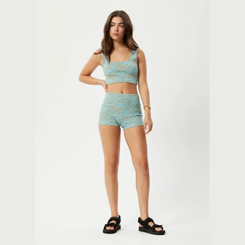 Afends adi recycled ribbed booty short - blue stripe