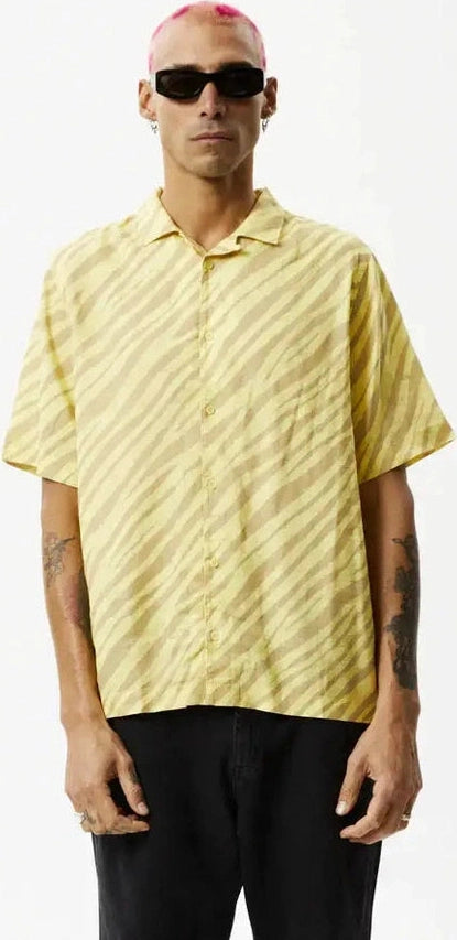 Afends atmosphere hemp cuban short sleeve- butter stripe