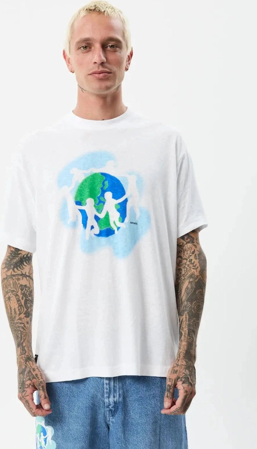 Afends cosmic hemp oversized tee - white