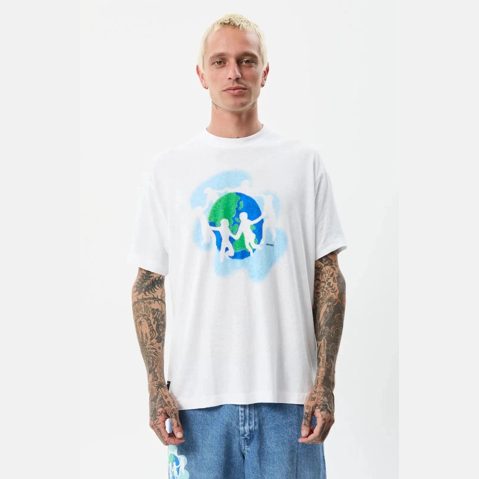 Afends cosmic hemp oversized tee - white