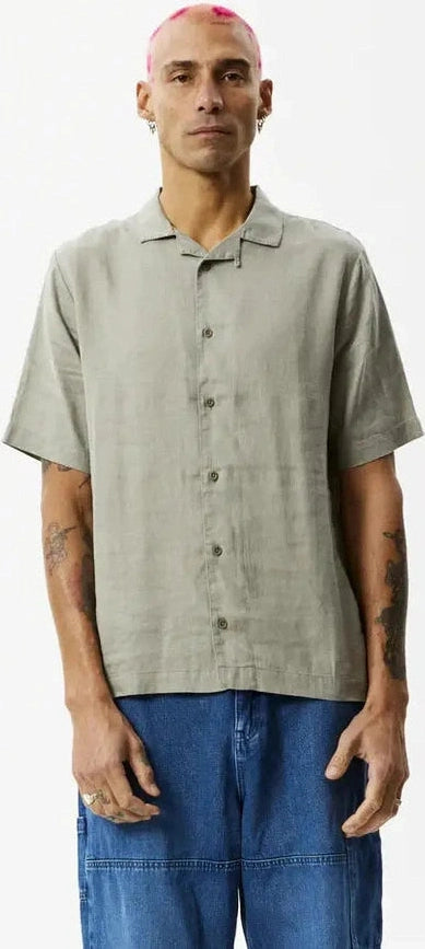 Afends hemp cuban s/s shirt - olive