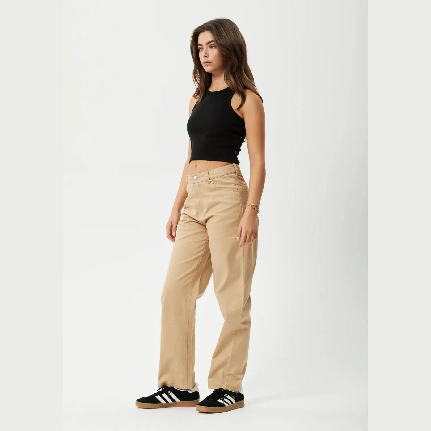 Afends shelby hemp wide leg pant long- tan