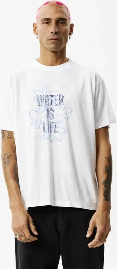 Afends waterfall hemp regular fit tee - white