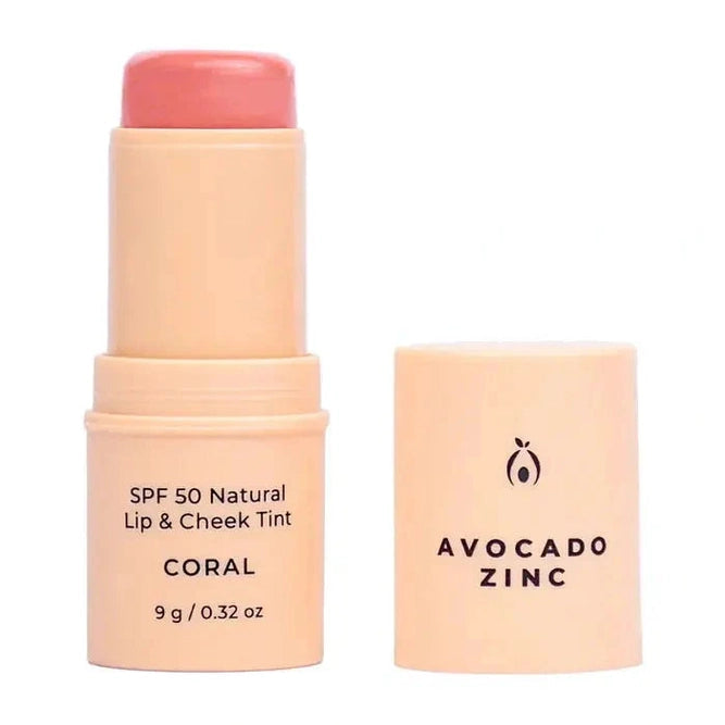 Avocado zinc spf50 natural lip and cheek tint - coral