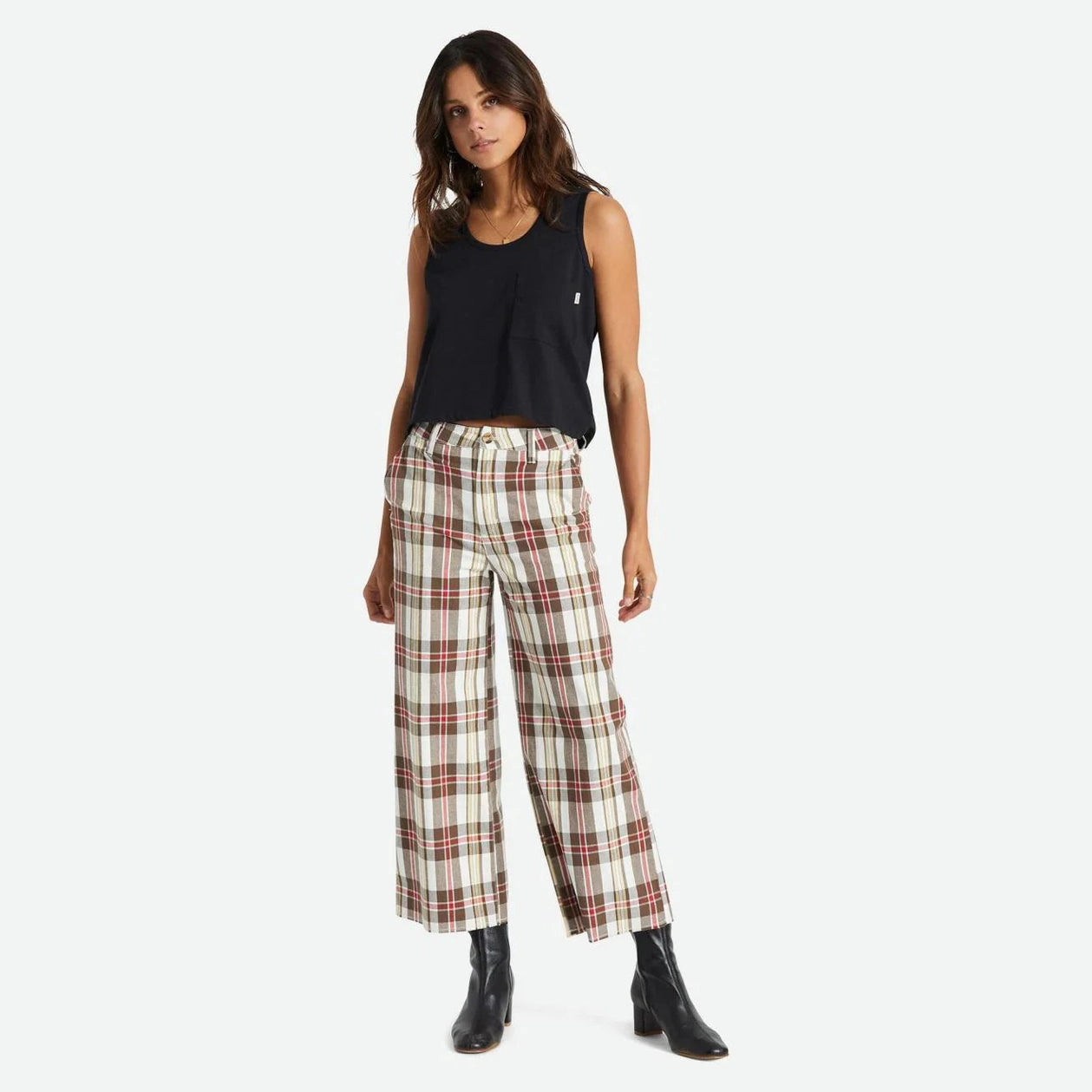 Brixton victory wide leg pant - off white/dark earth