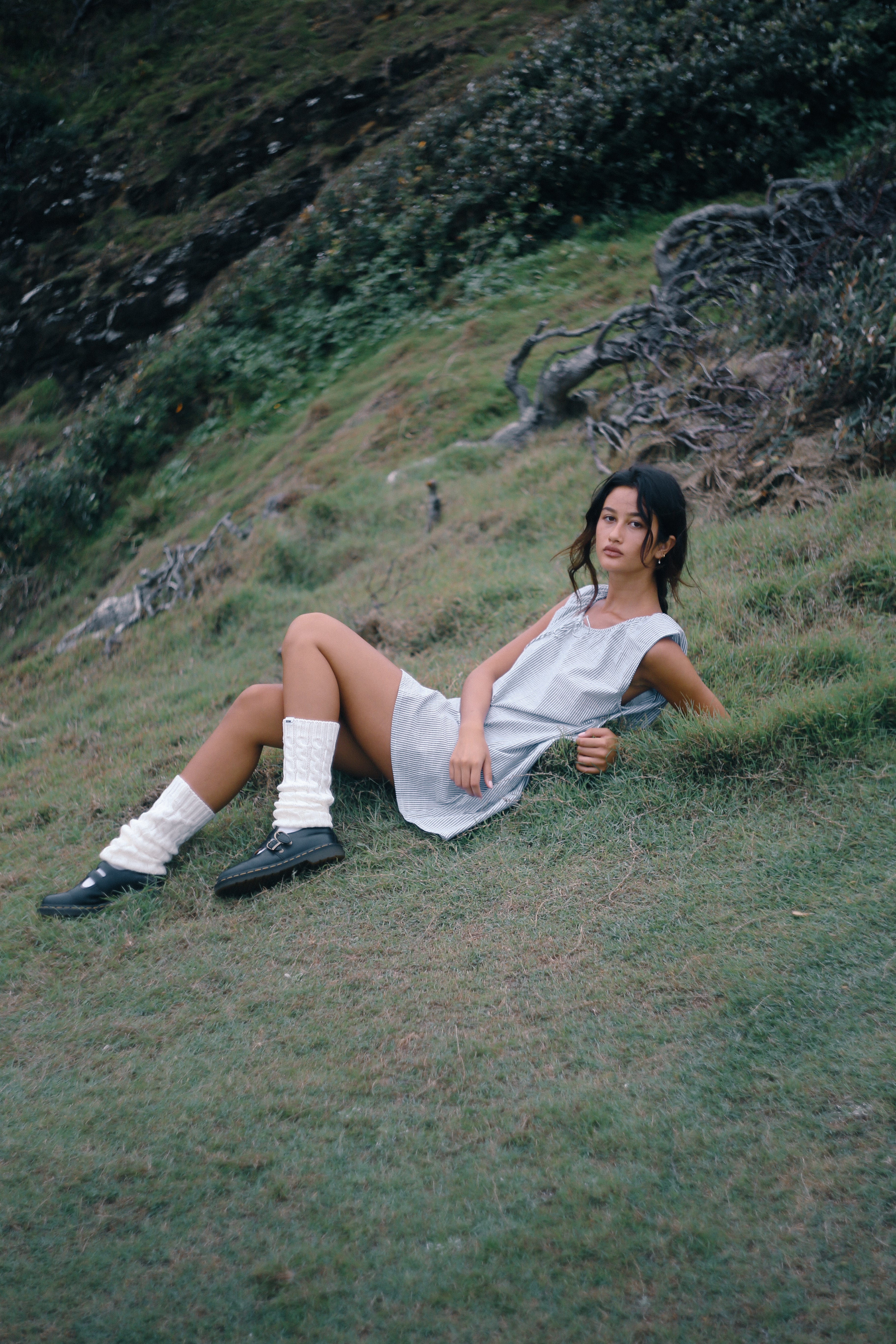 THE BARE ROAD Luna shift dress - Spirulina stripe