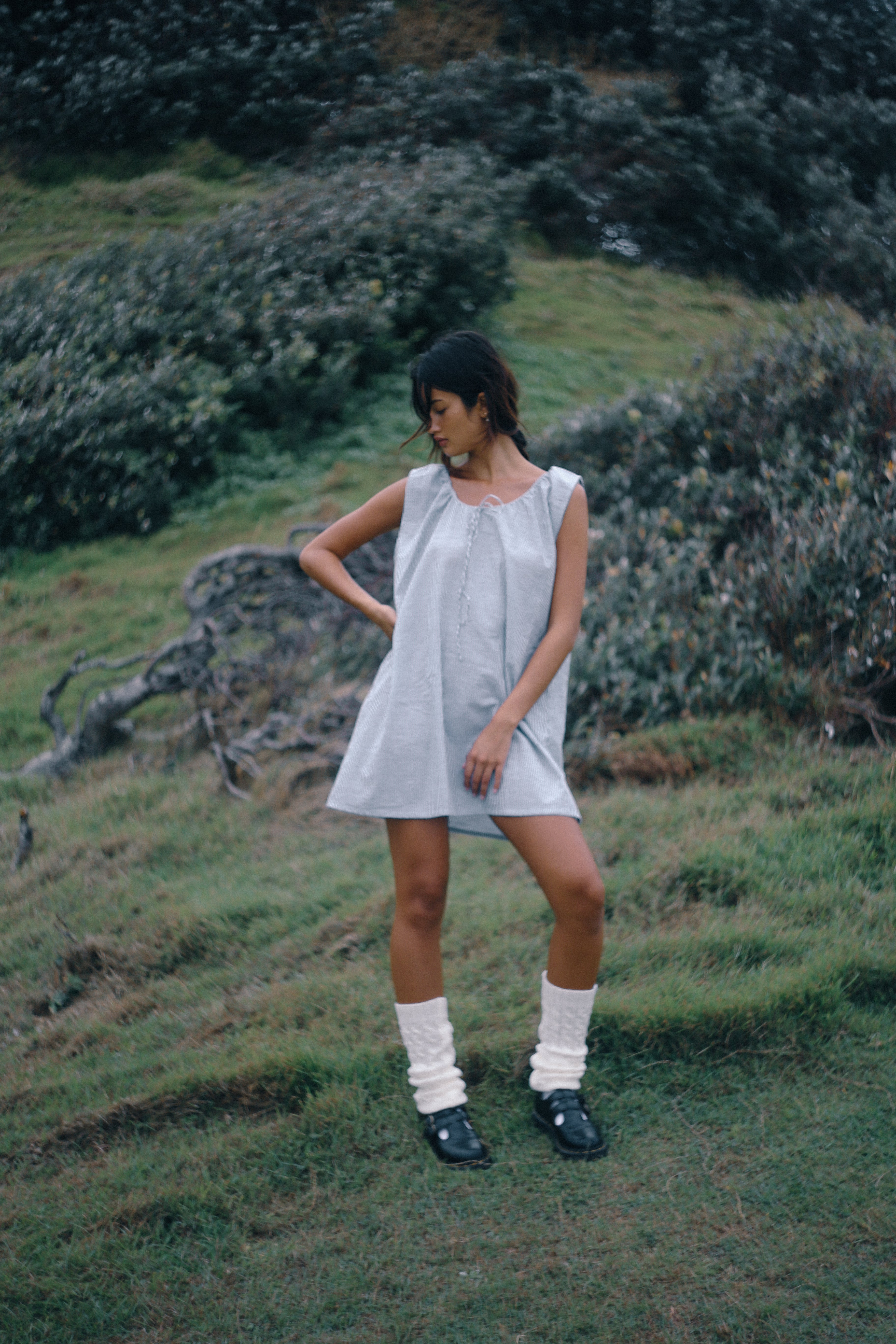 THE BARE ROAD Luna shift dress - Spirulina stripe
