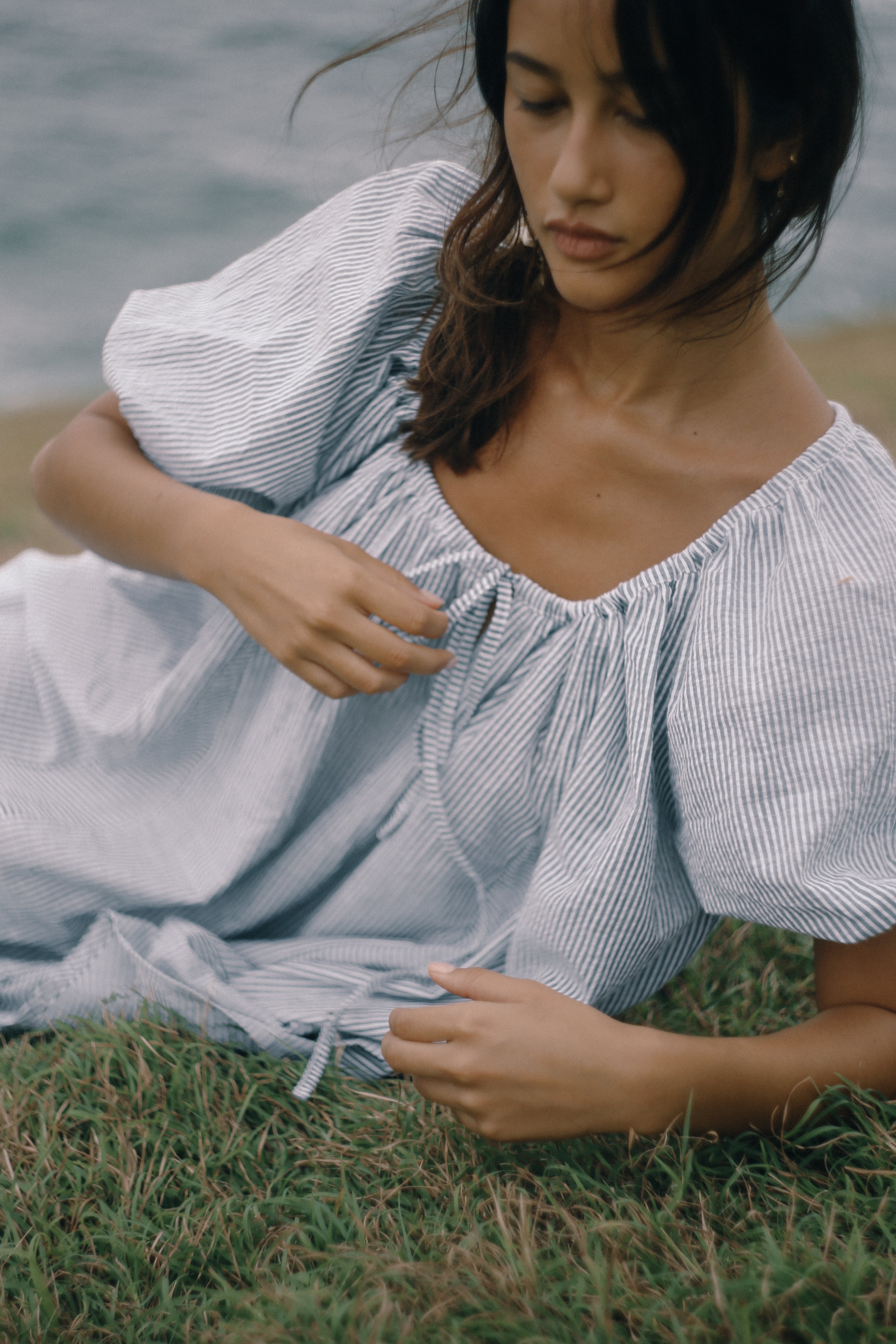 THE BARE ROAD Chloe dress - Spirulina stripe