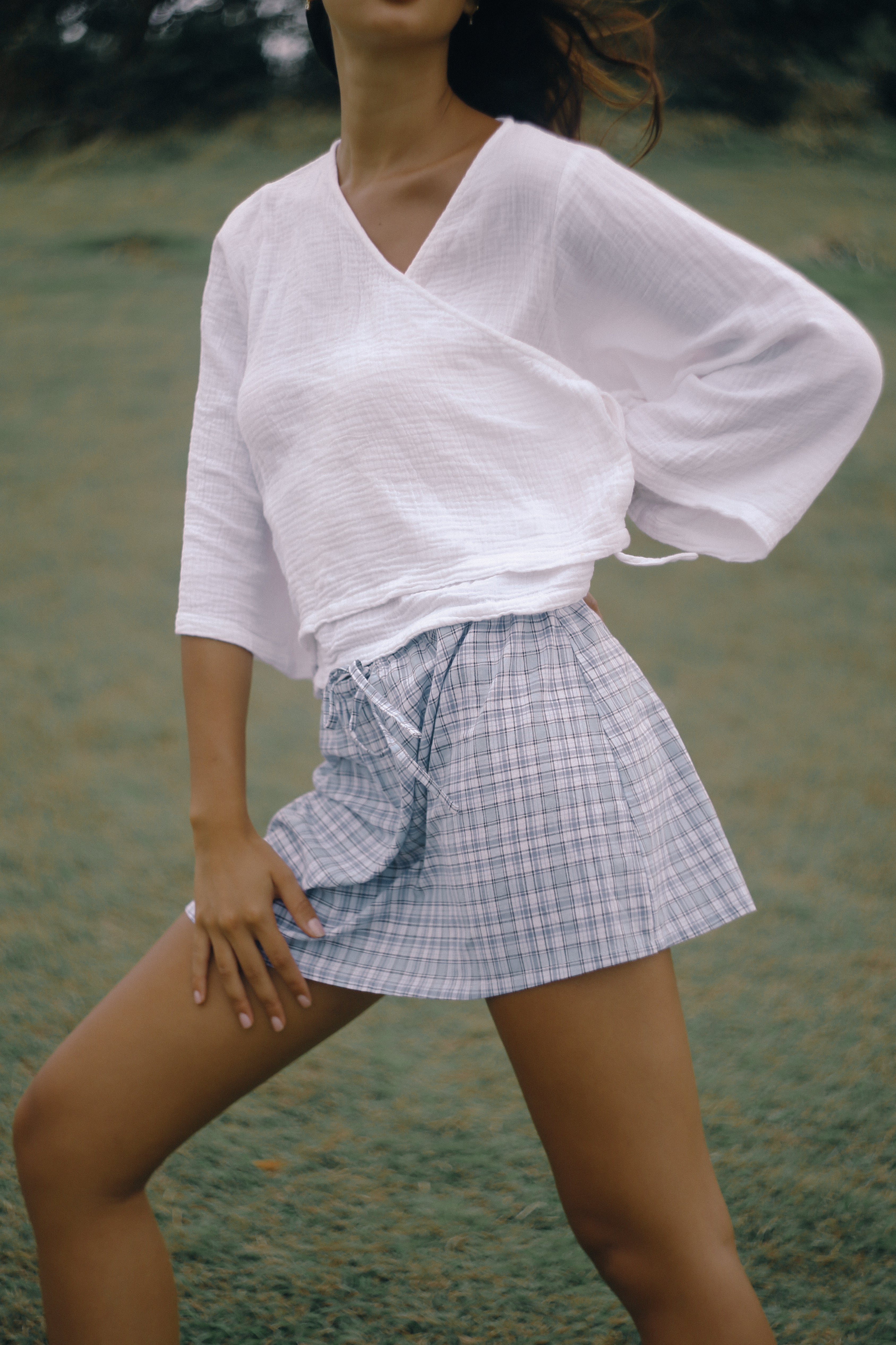 THE BARE ROAD Fleur skirt - Cloud plaid