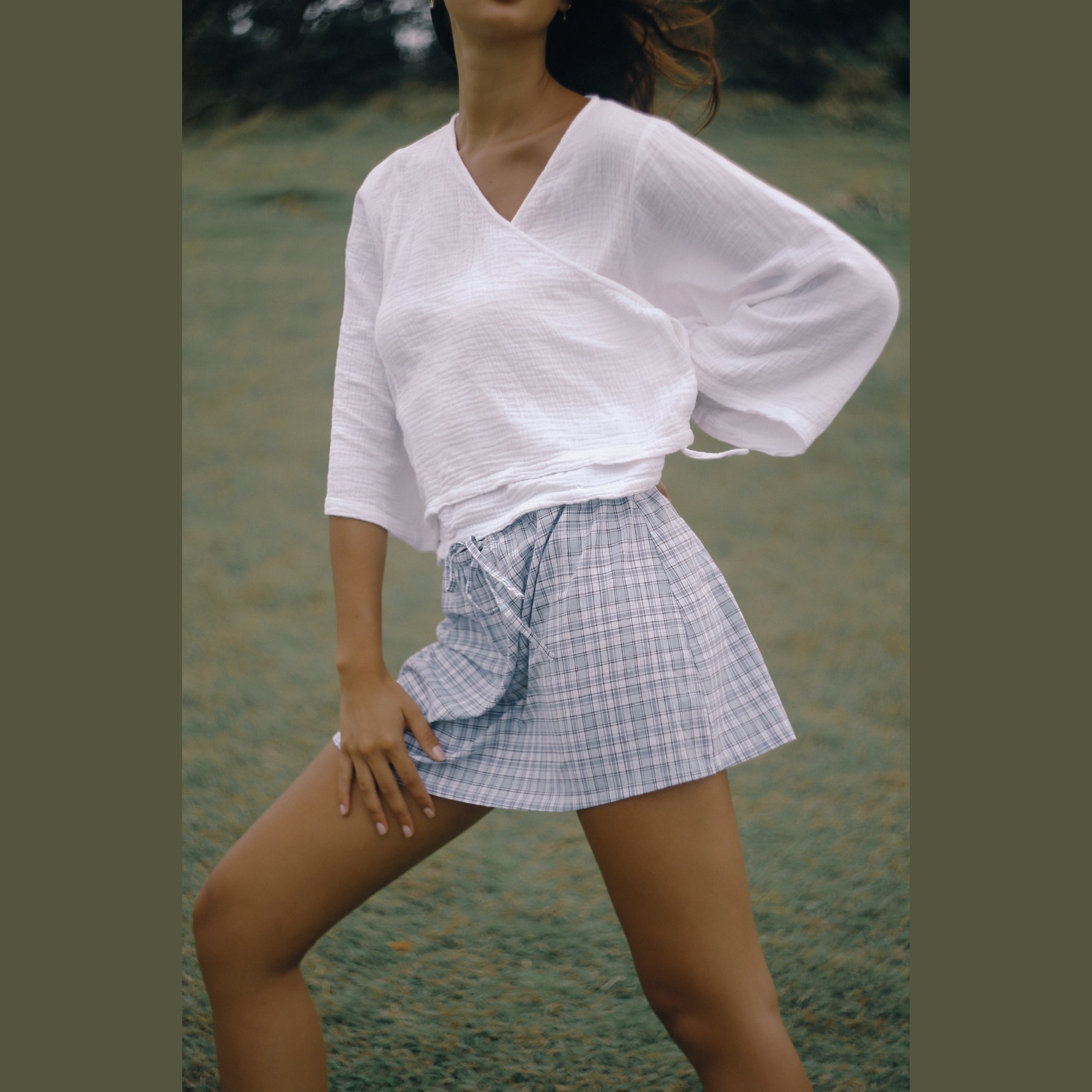THE BARE ROAD Fleur skirt - Cloud plaid