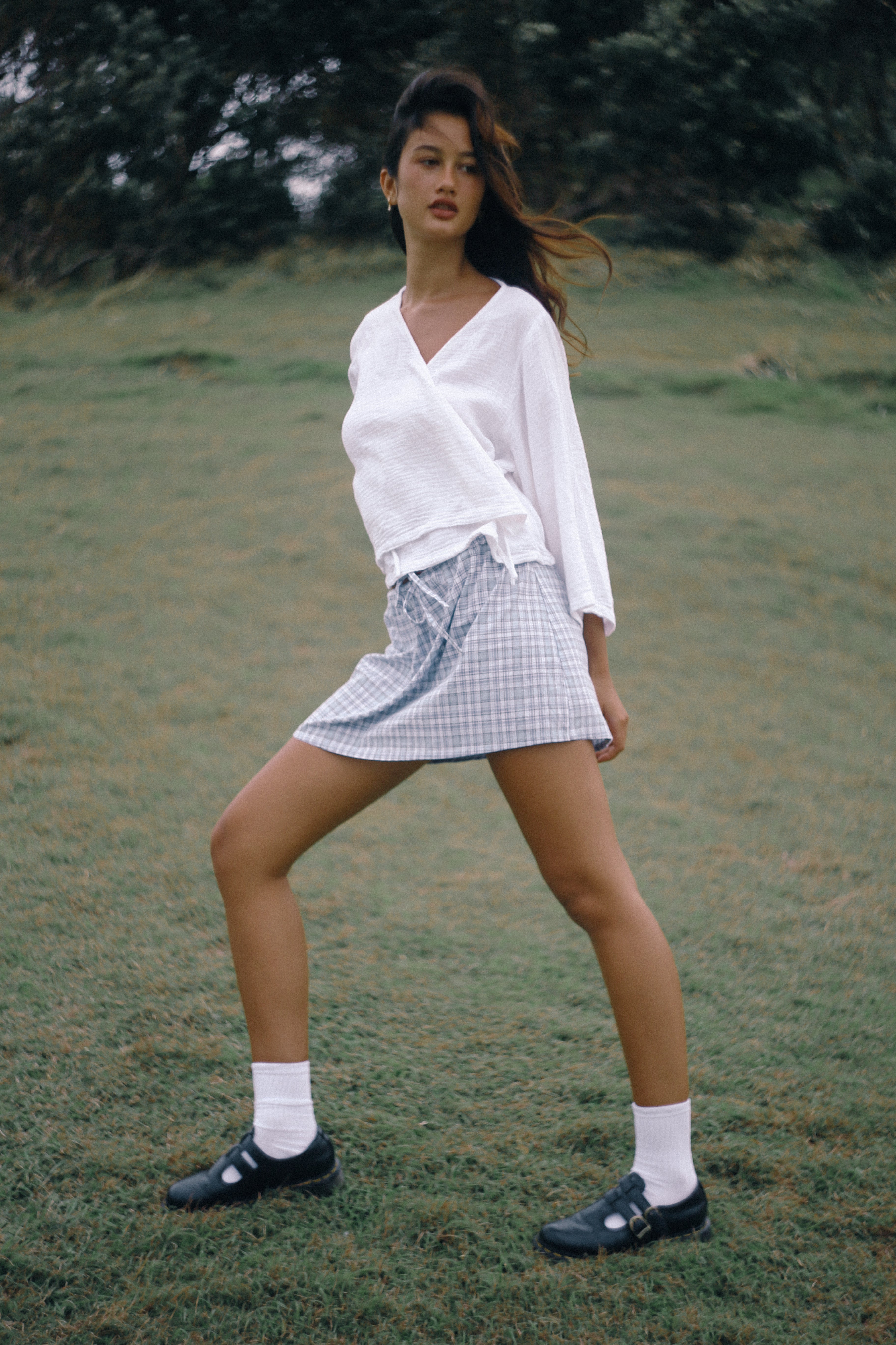 THE BARE ROAD Fleur skirt - Cloud plaid