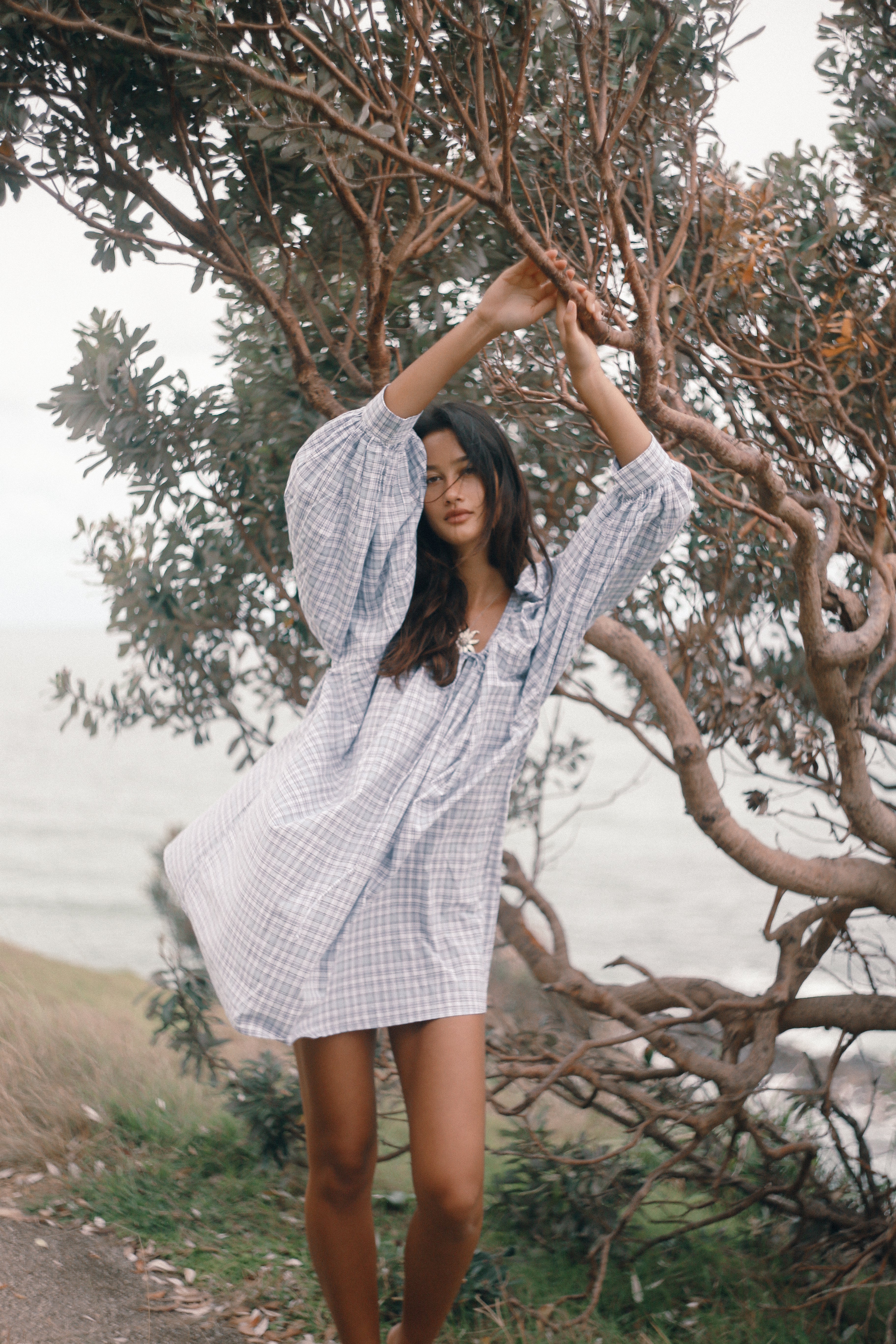THE BARE ROAD Cloudy dress - Cloud plaid