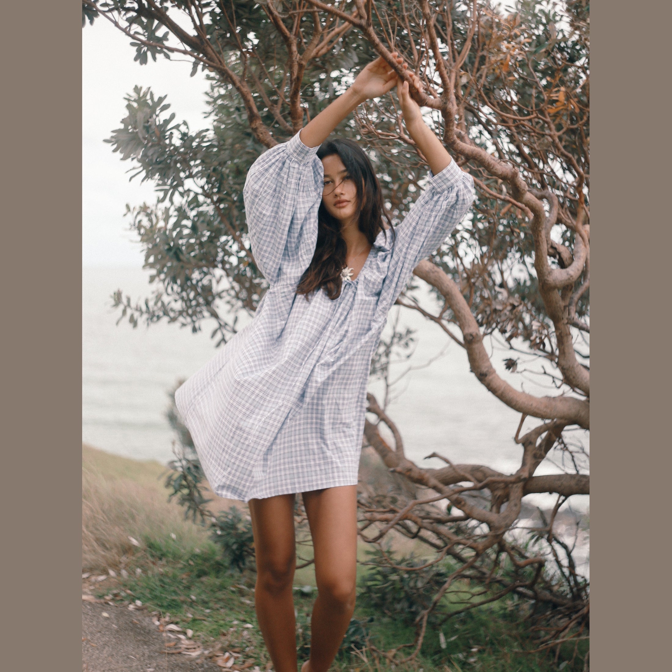 THE BARE ROAD Cloudy dress - Cloud plaid