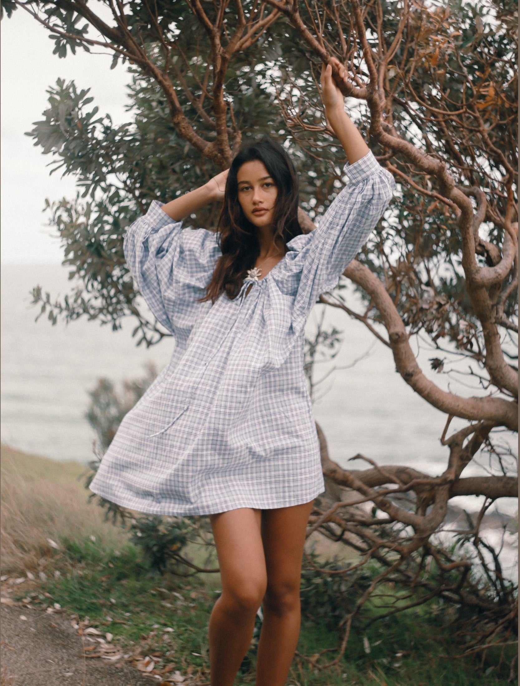 THE BARE ROAD Cloudy dress - Cloud plaid