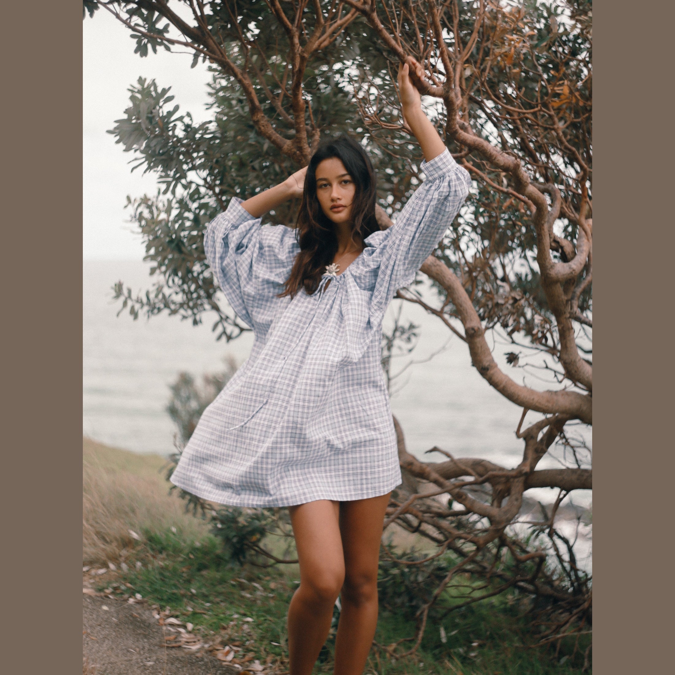 THE BARE ROAD Cloudy dress - Cloud plaid