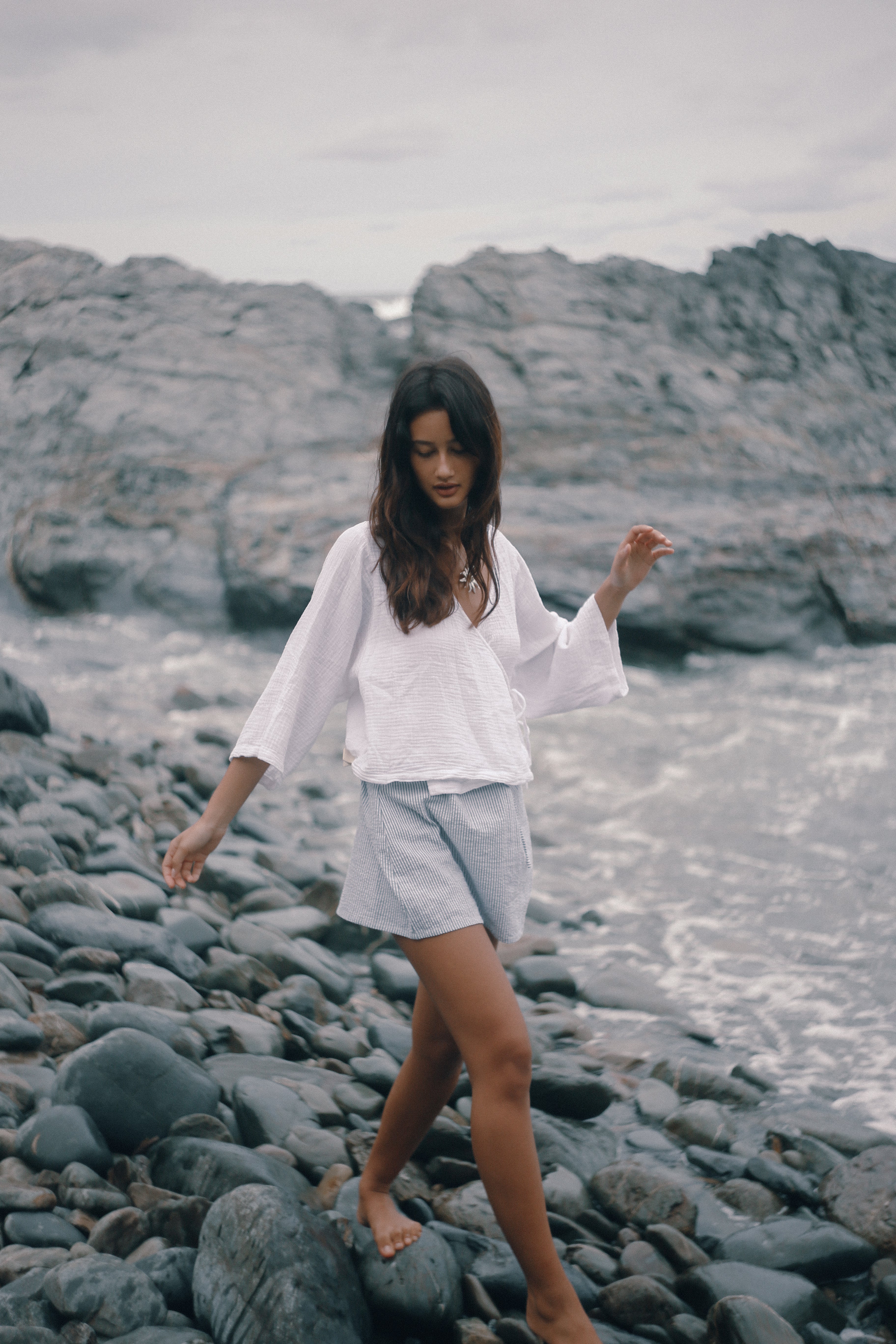 THE BARE ROAD Mia wrap top - White