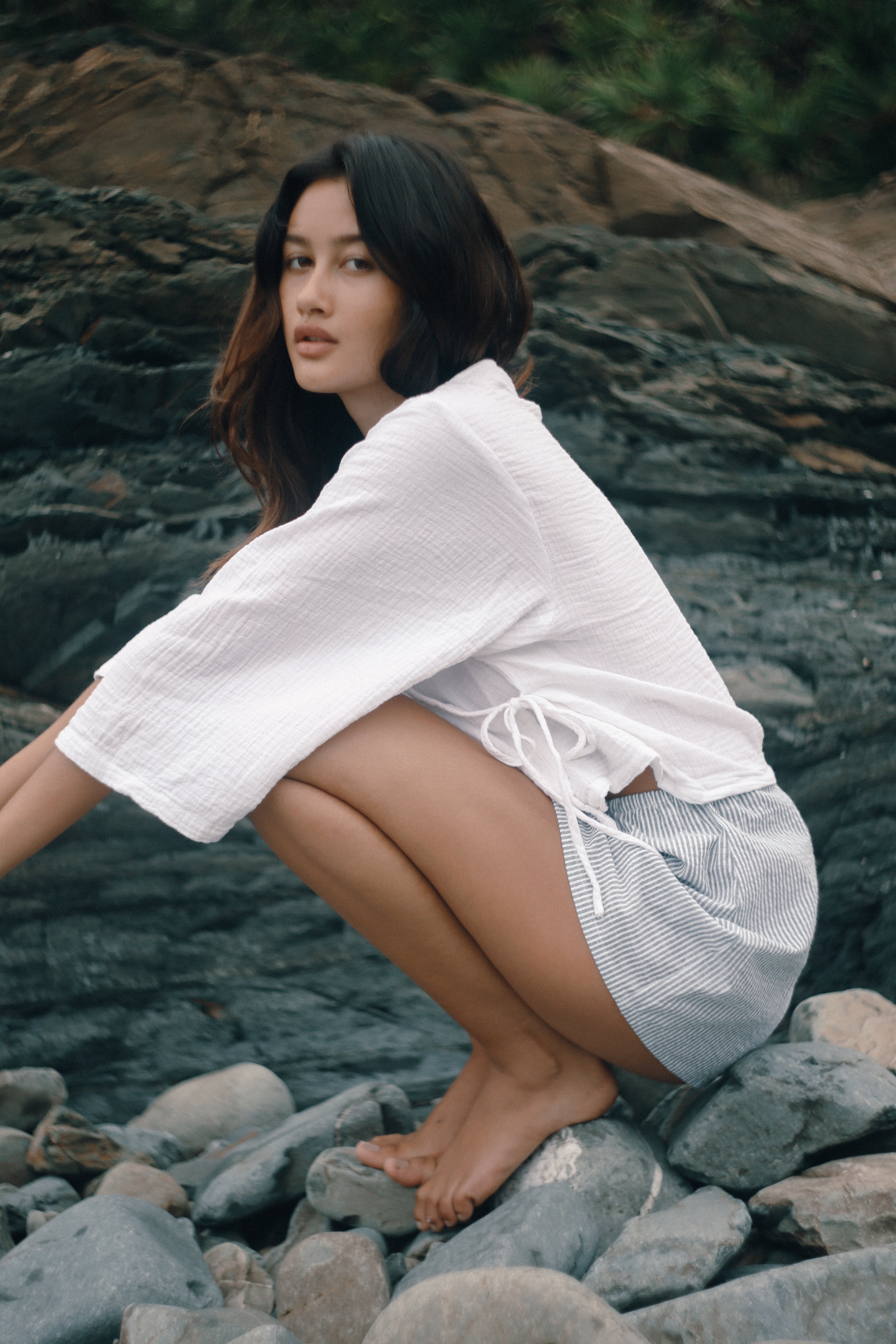 THE BARE ROAD Mia wrap top - White