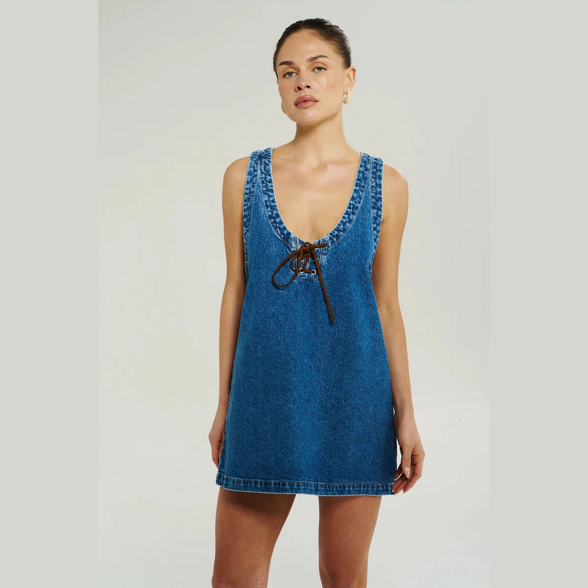 SUMMI SUMMI Lacey v neck dress - Bleu denim
