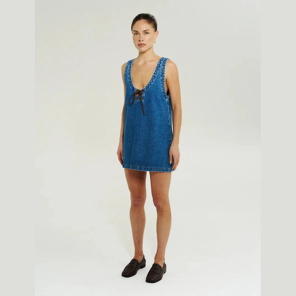 SUMMI SUMMI Lacey v neck dress - Bleu denim