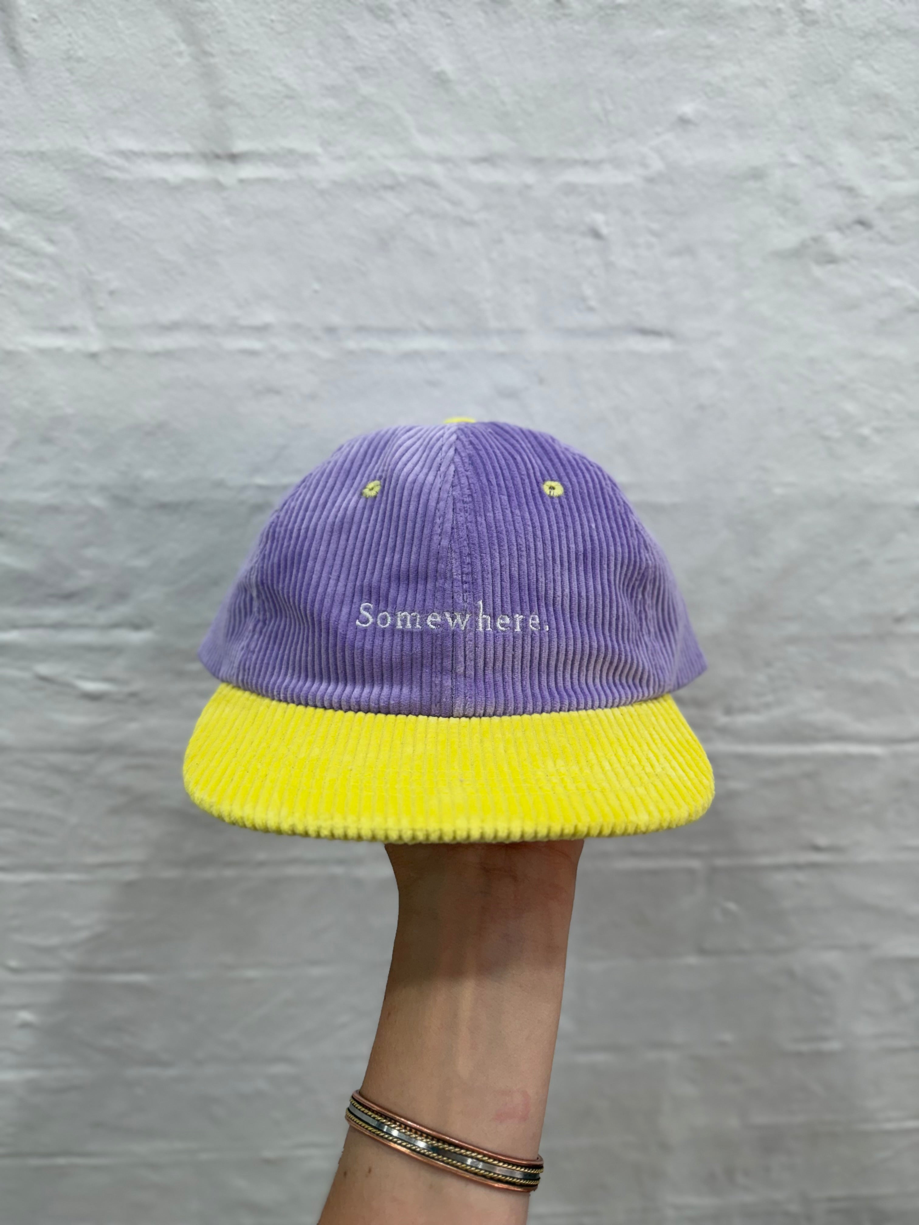 SOMEWHERE corduroy dad cap - Purple/yellow