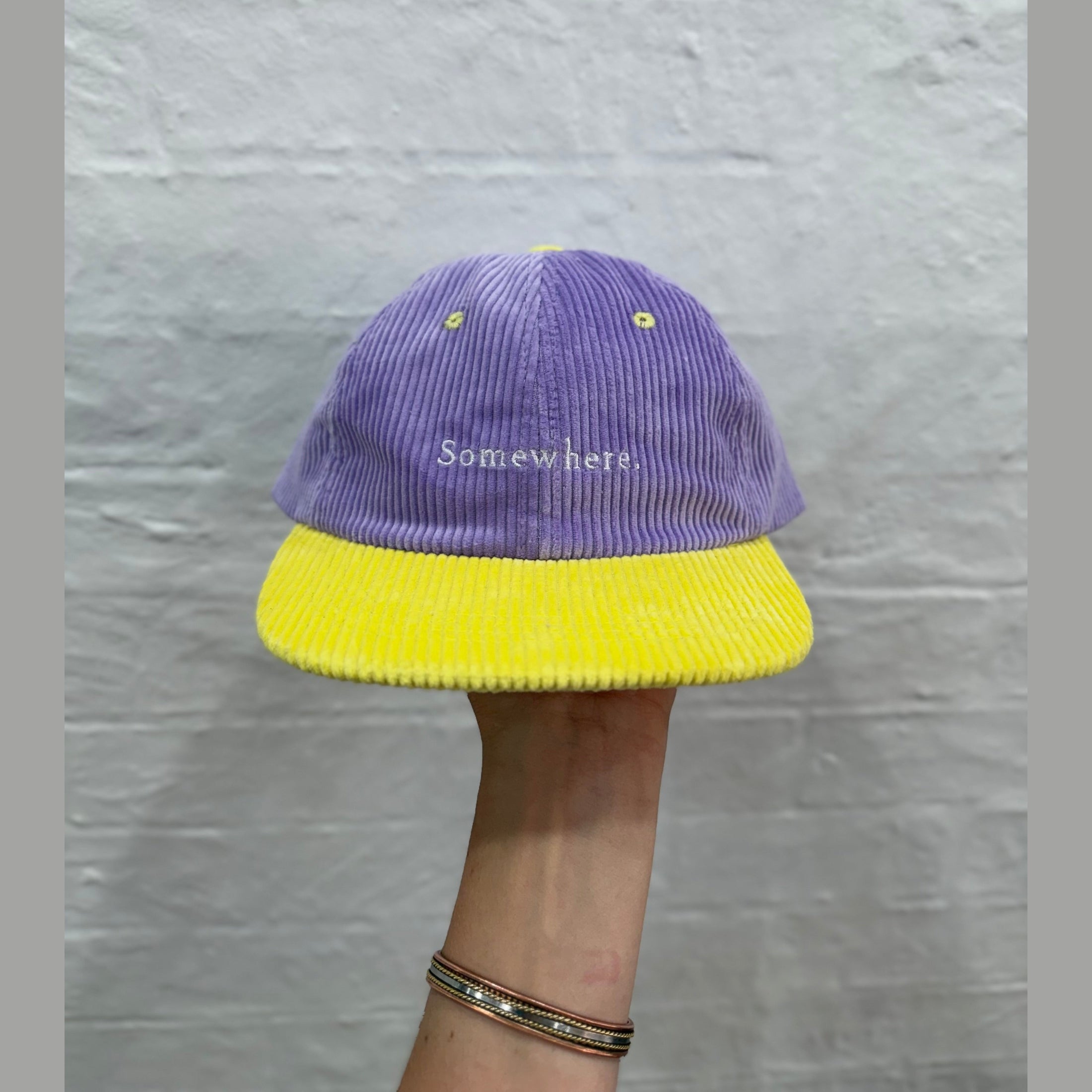 SOMEWHERE corduroy dad cap - Purple/yellow
