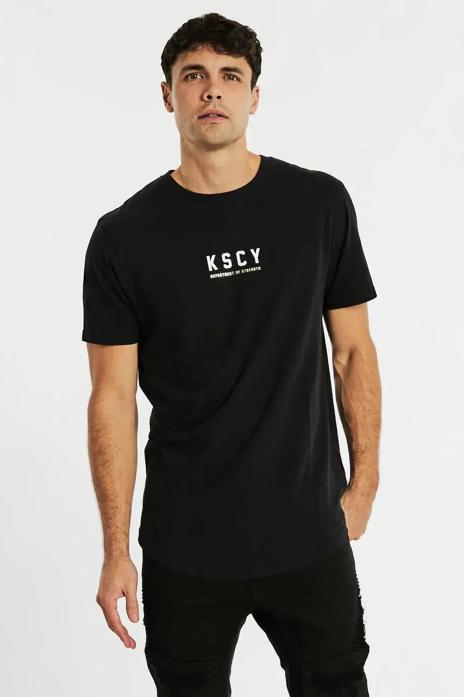 Kscy driftwood dual curved tee- jet black