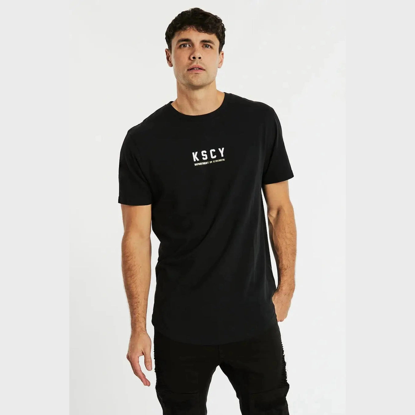Kscy driftwood dual curved tee- jet black