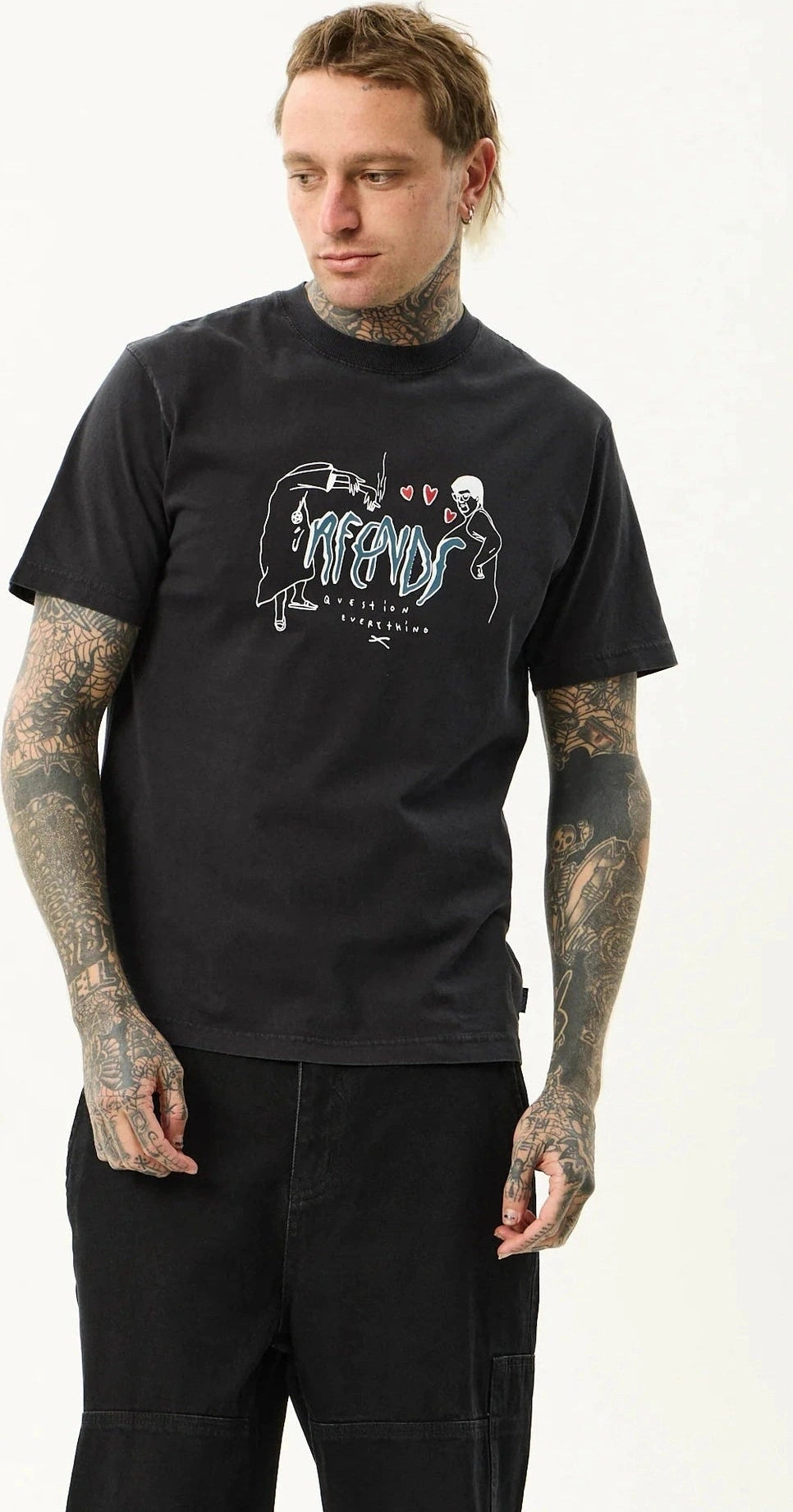 AFENDS Torched retro tee - Stone black