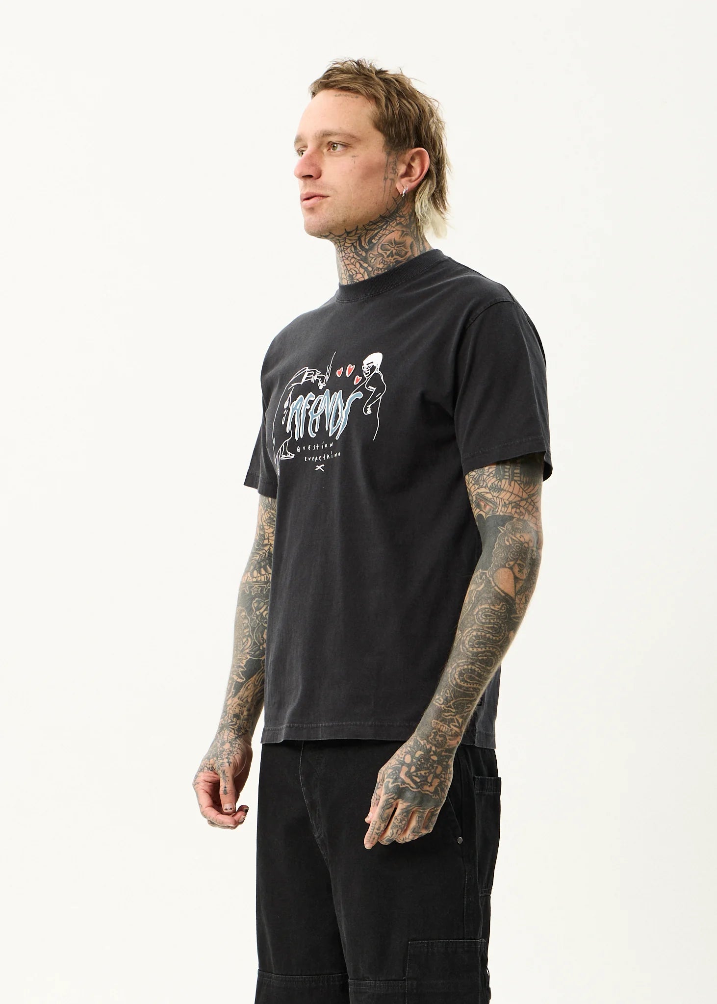 AFENDS Torched retro tee - Stone black