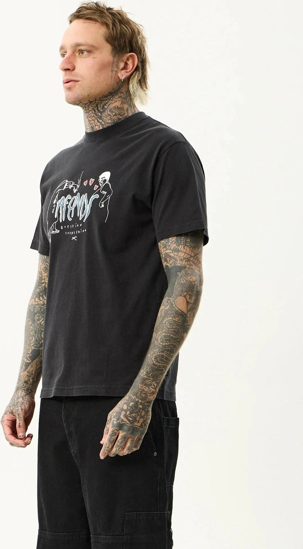AFENDS Torched retro tee - Stone black