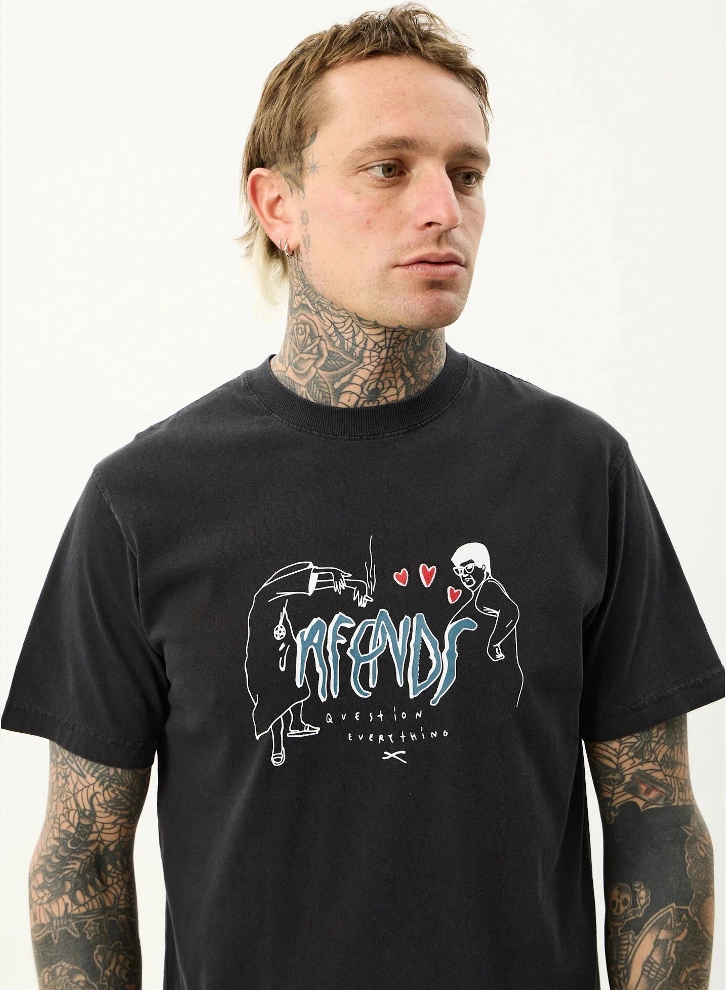 AFENDS Torched retro tee - Stone black