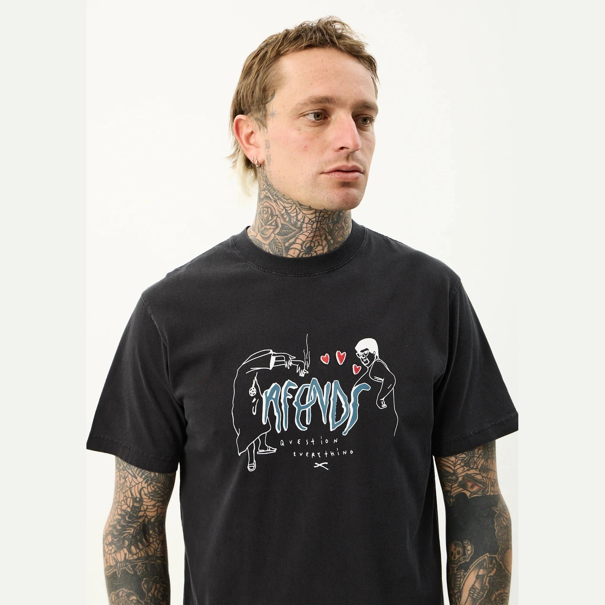 AFENDS Torched retro tee - Stone black