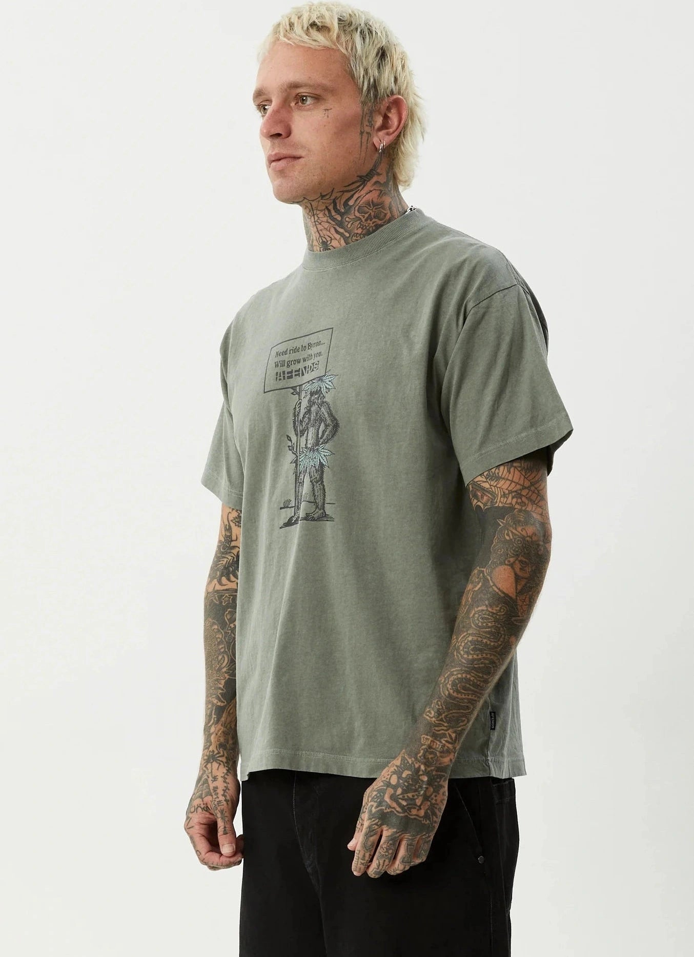 AFENDS Hitching boxy tee - Washed sycamore