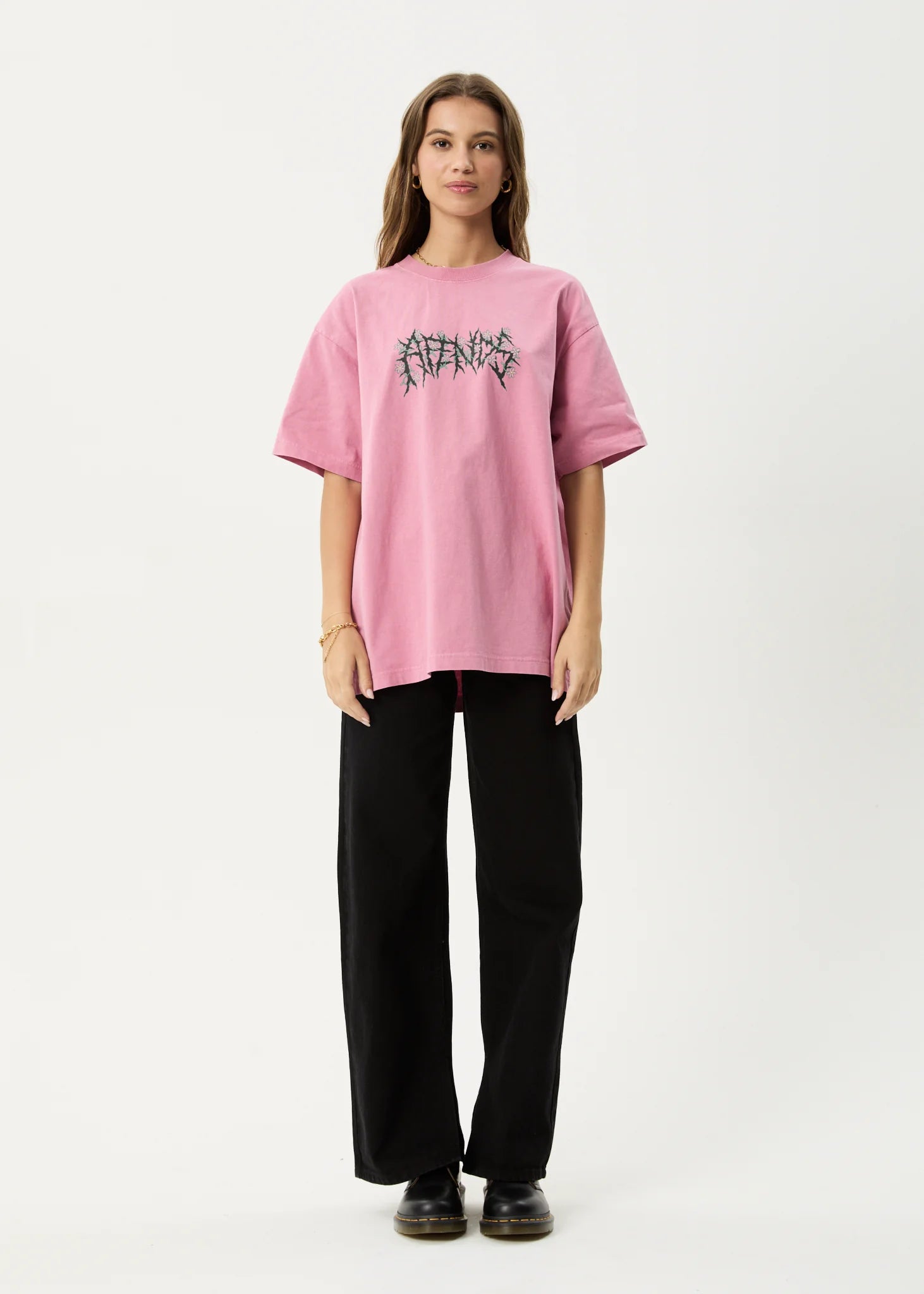 AFENDS Heavy petal heavyweight boxy tee - Washed marrakesh