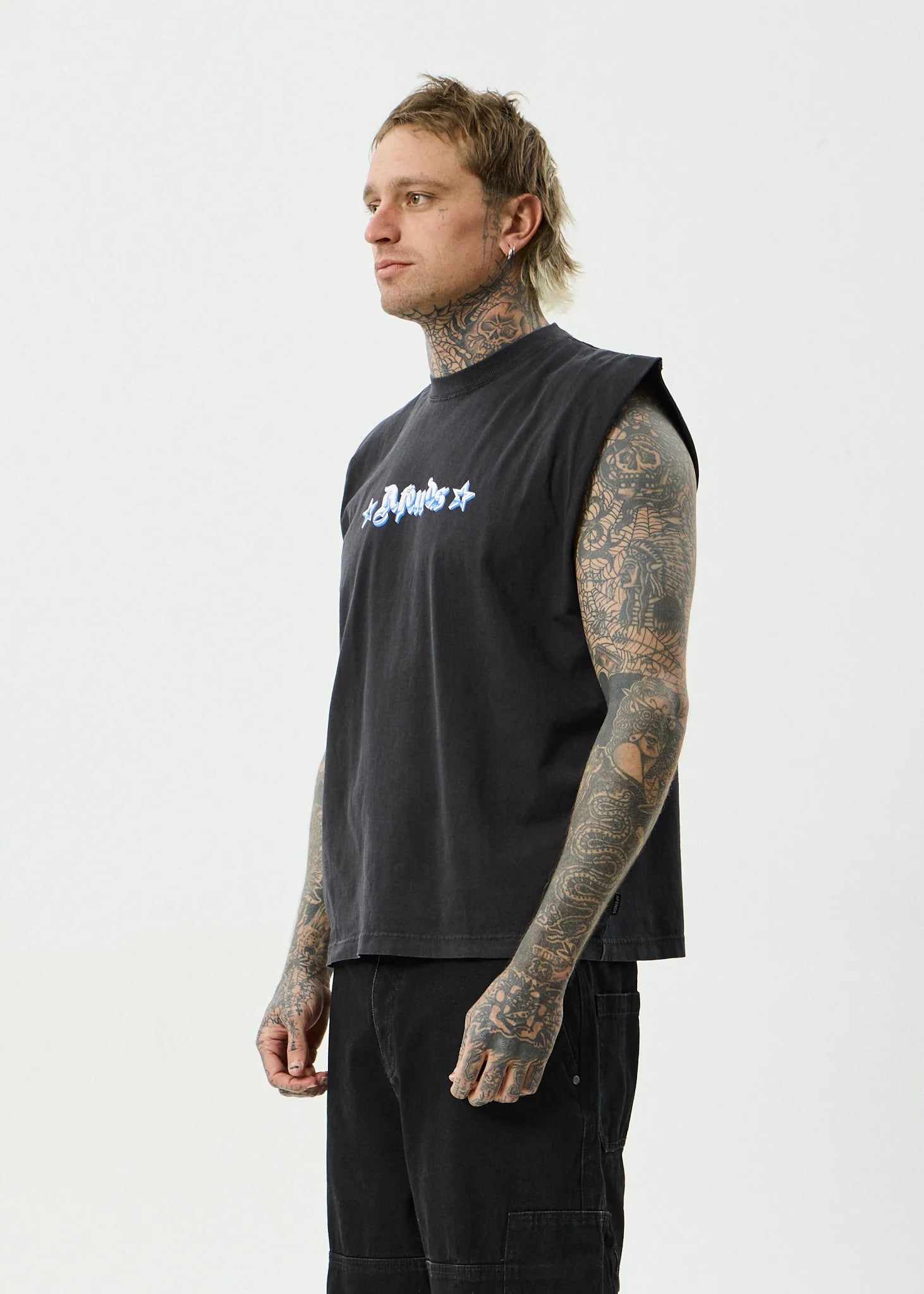 AFENDS Created Sleeveless Tee - Stone Black
