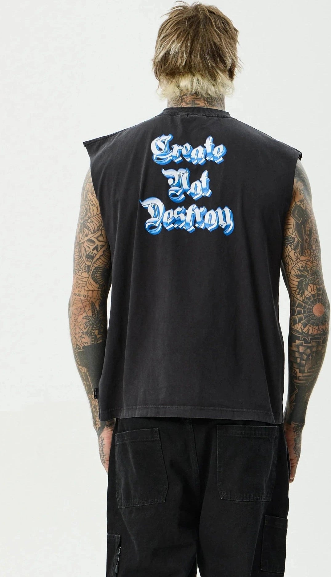 AFENDS Created Sleeveless Tee - Stone Black