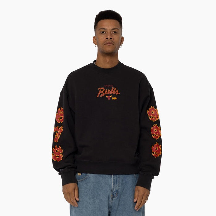 MITCHELL & NESS Chicago bulls up in flames crew - Faded black