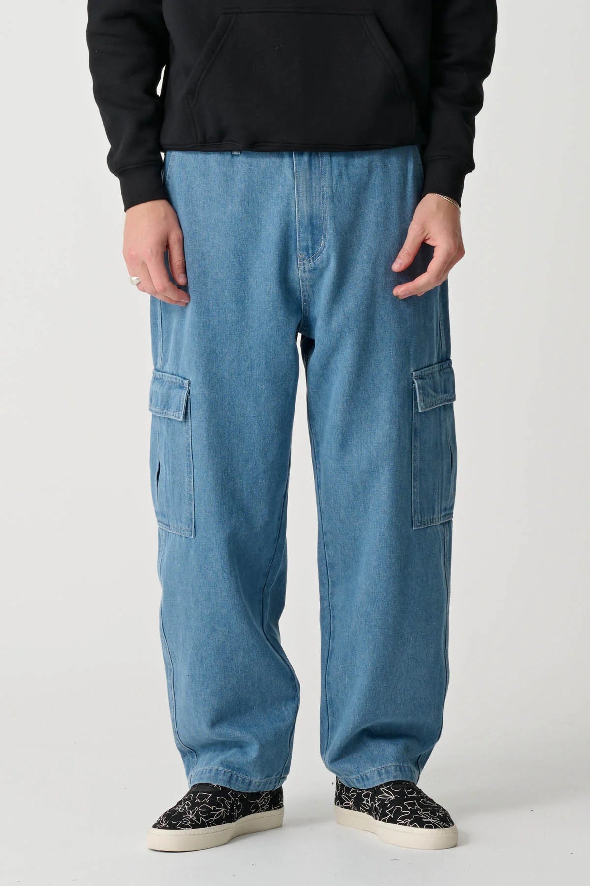MISFIT Beach metall cargo pant - Mid blue denim