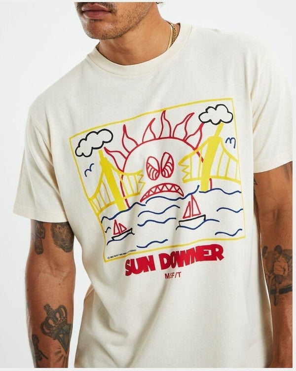 Misfit sun downer 50/50 ss tee - pigment chalk white