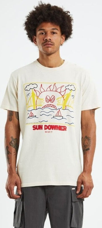 Misfit sun downer 50/50 ss tee - pigment chalk white