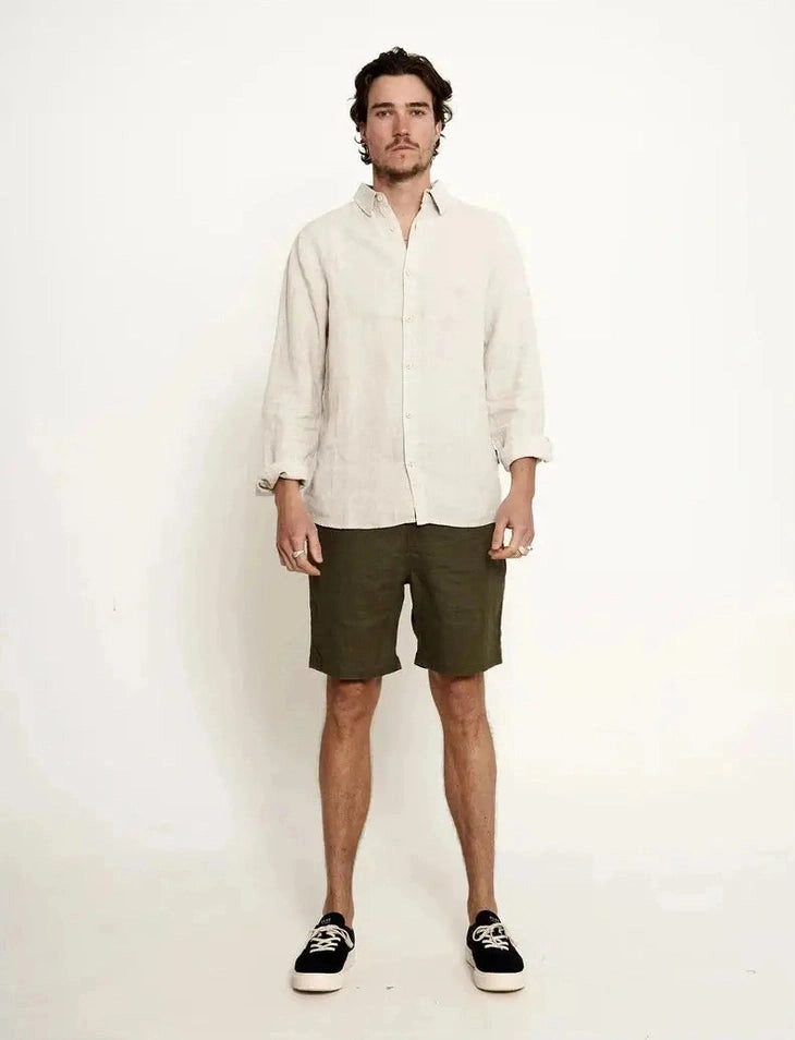 Mr simple tanner 2.0 linen shorts fatigue