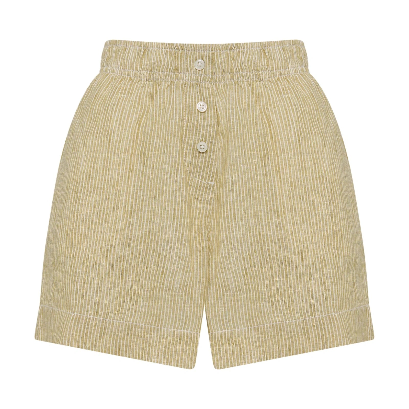 NUDE LUCY Lounge stripe linen short - Moss stripe